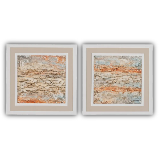 Aodh abstract nature-inspired paintings set in elegant wood frames