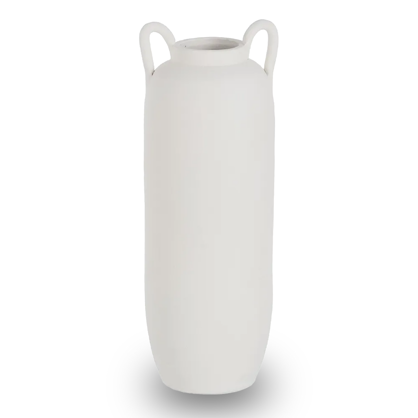 Eimear tall white mud vase with dual handles, elegant for modern interiors