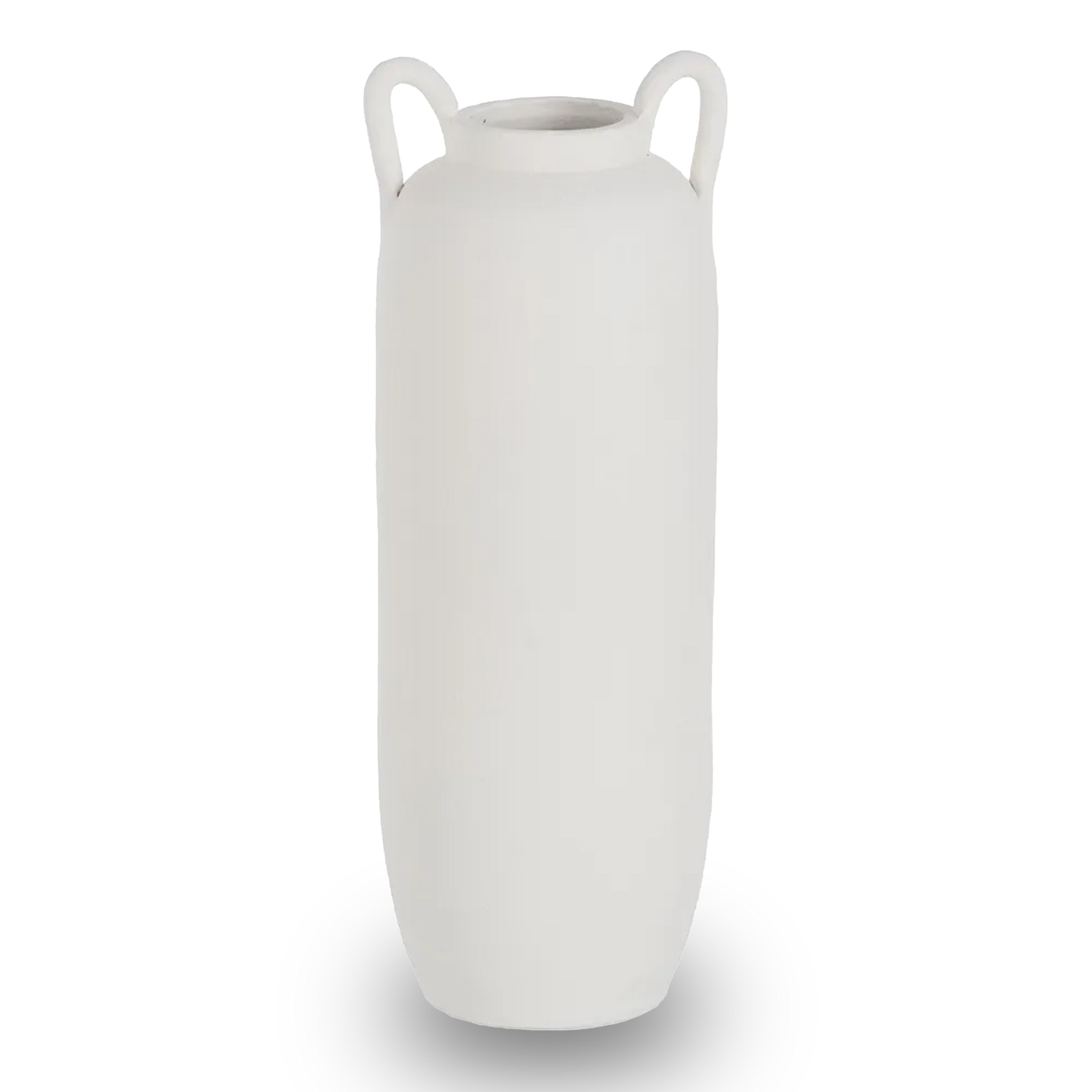 Eimear tall white mud vase with dual handles, elegant for modern interiors