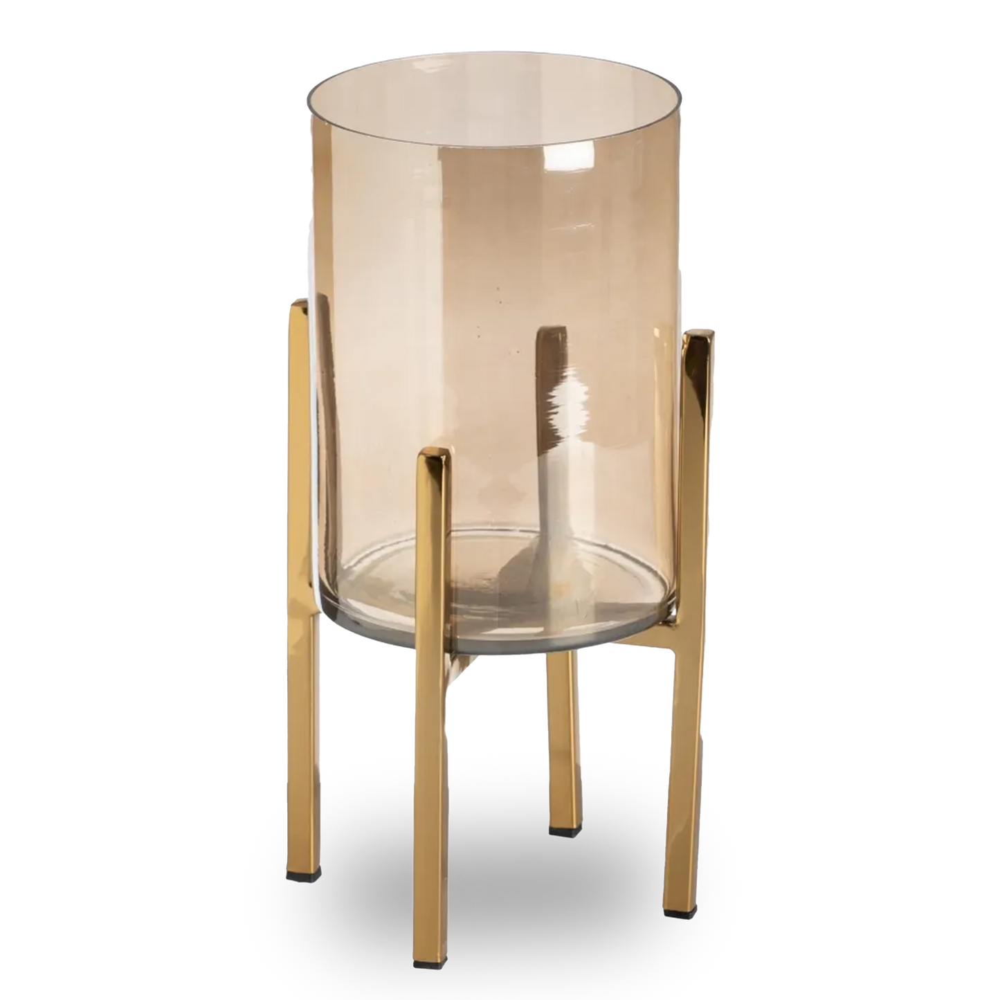 Valeria gold glass-metal candle holder with sleek modern design