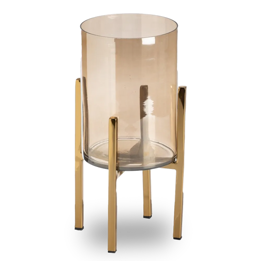 Valeria gold glass-metal candle holder with sleek modern design