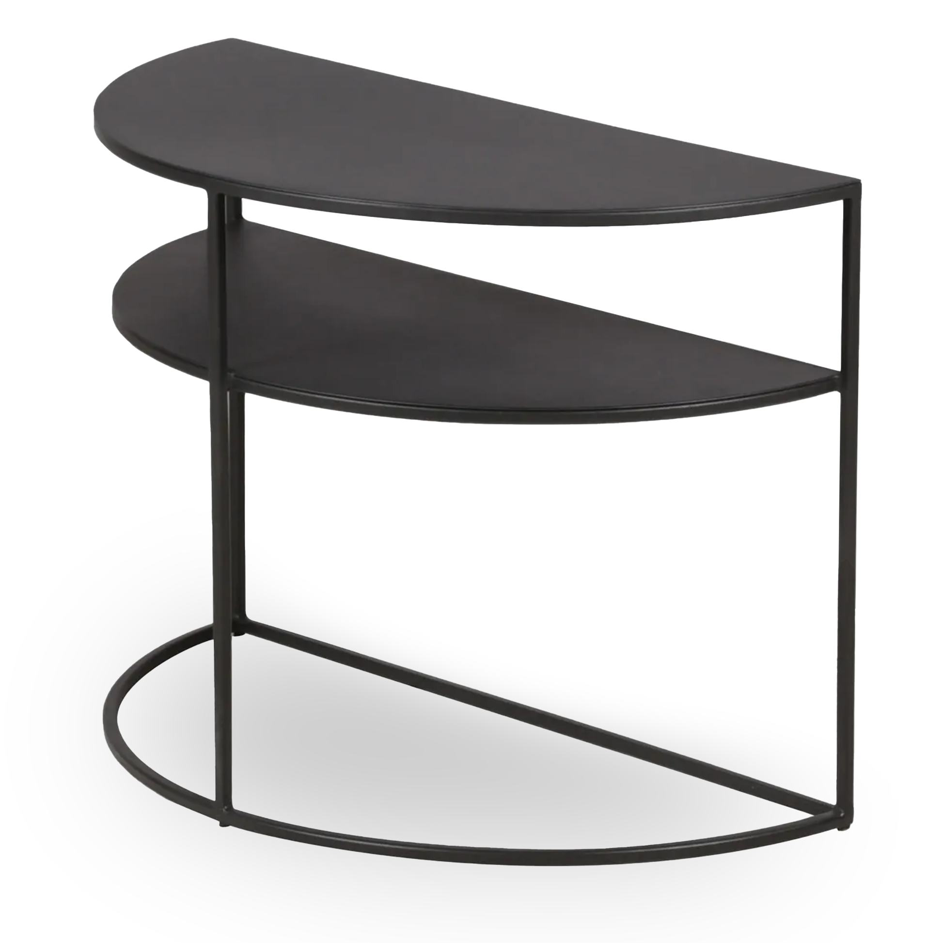 Carlota black semi-circular metal end table with two tiers – AK Interior Living