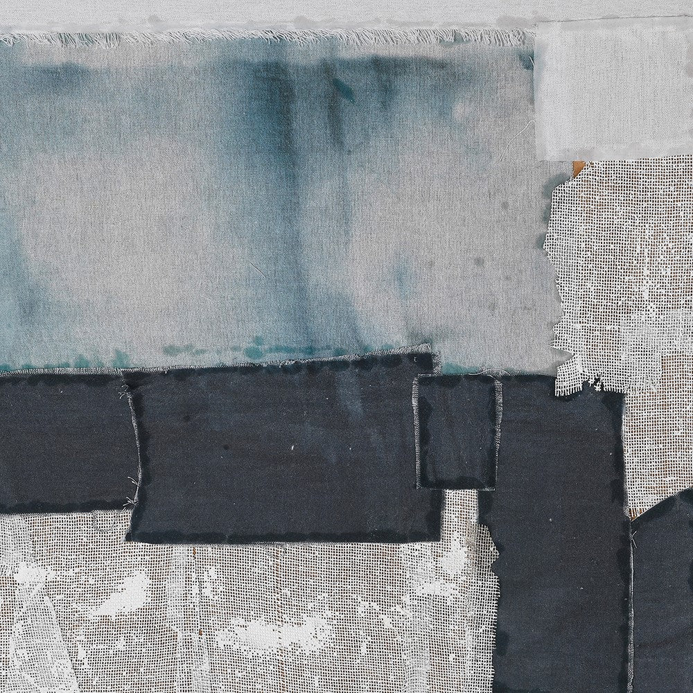 HUGH abstract canvas artwork with soft tones and black frame.