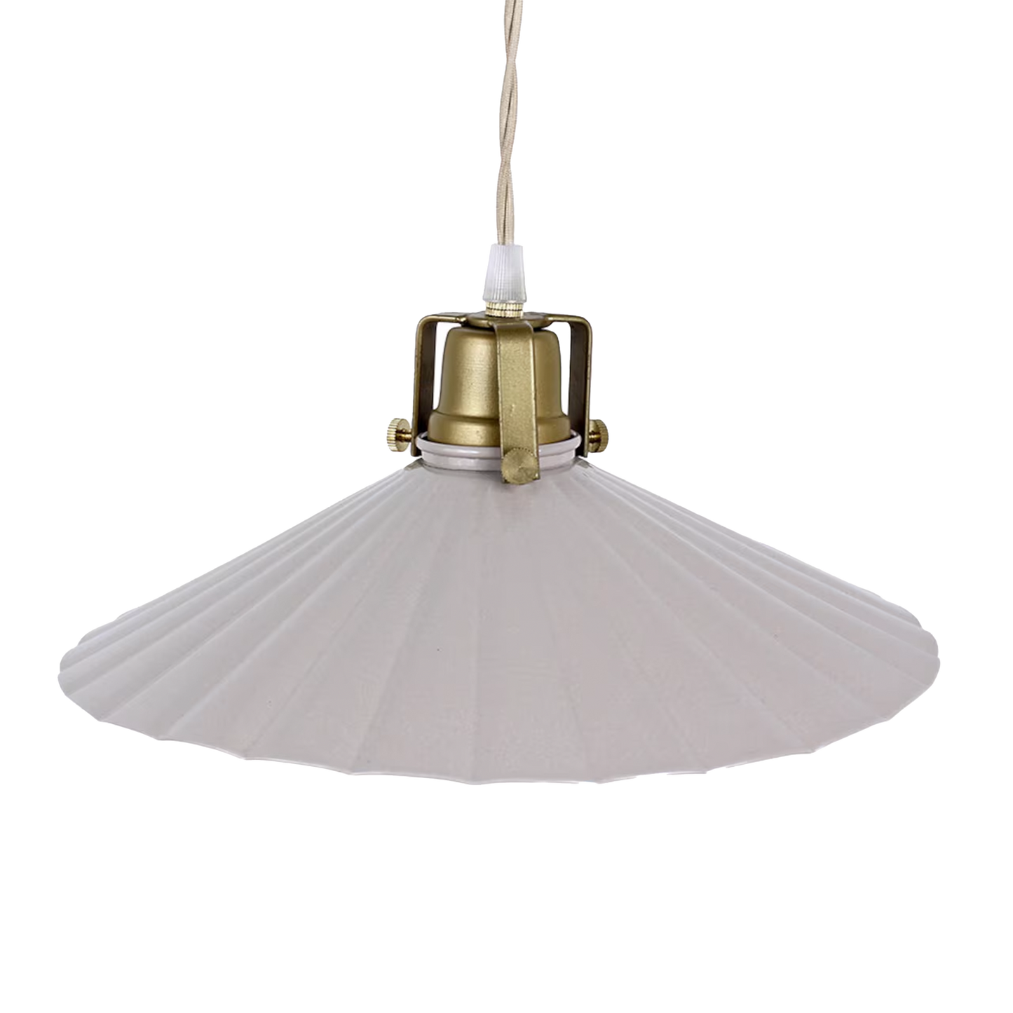 Valentina Pendant Lamp in Soft Beige – iron pendant with minimalist pleated shade for ambient lighting