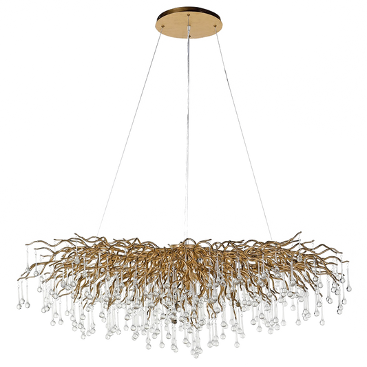 ADELE Gold Branch Chandelier with Handcrafted Glass Droplets