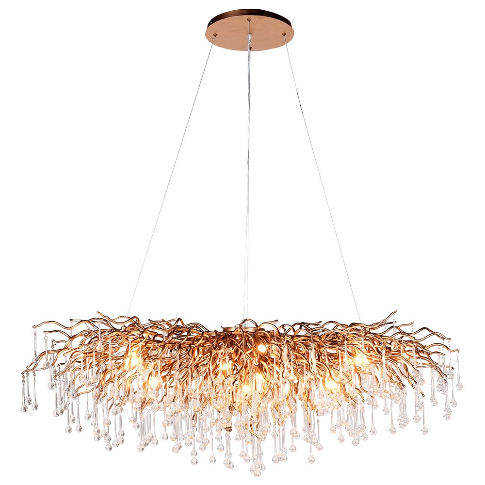 ADELE Gold Branch Chandelier with Handcrafted Glass Droplets