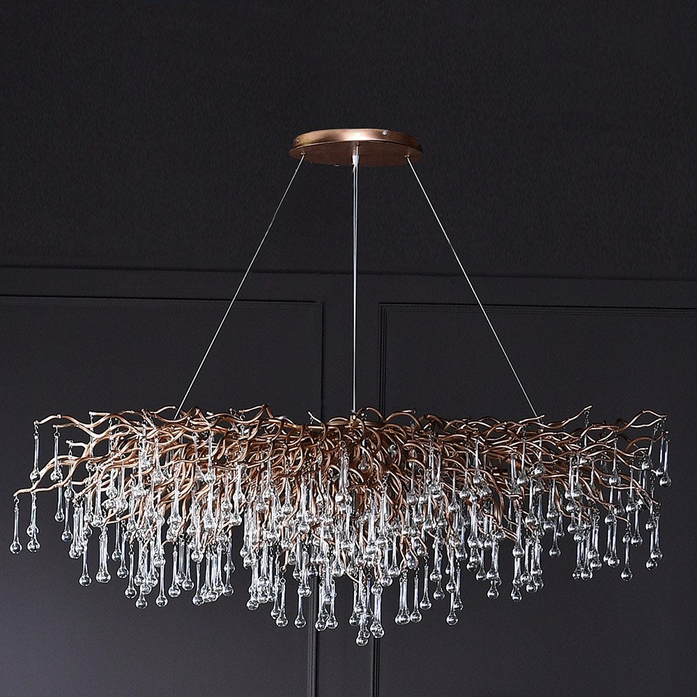 ADELE Gold Branch Chandelier with Handcrafted Glass Droplets