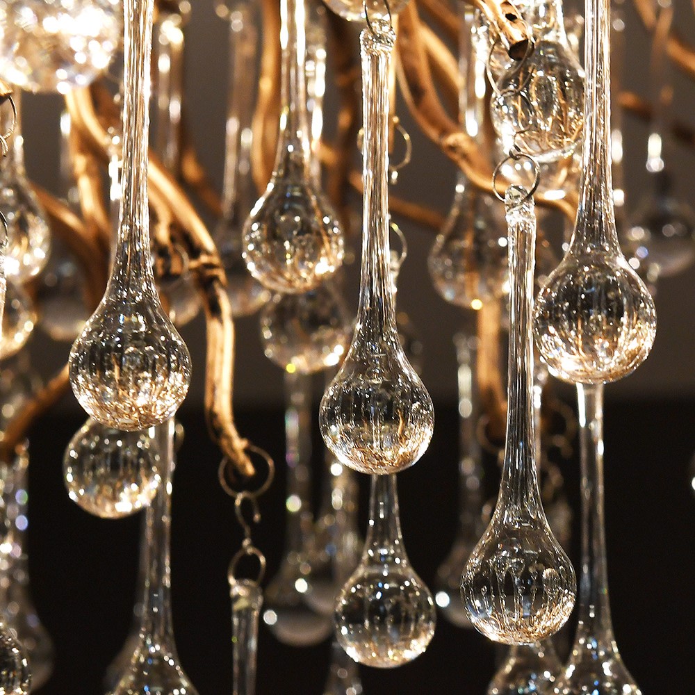 ADELE Gold Branch Chandelier with Handcrafted Glass Droplets