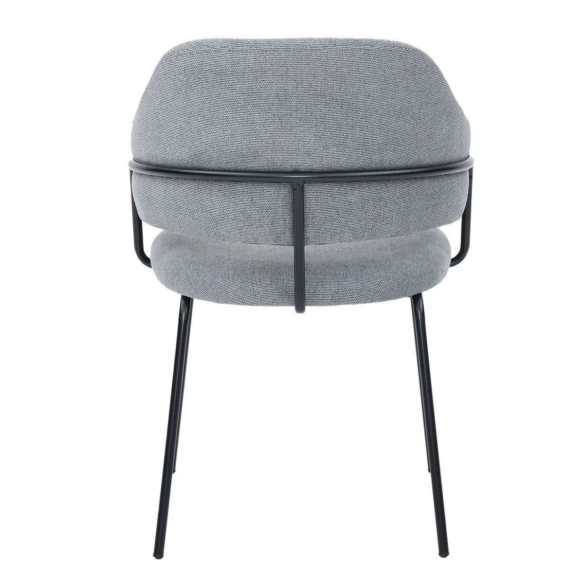 Modern dining chair with armrests and black metal legs from AK Interior Living.