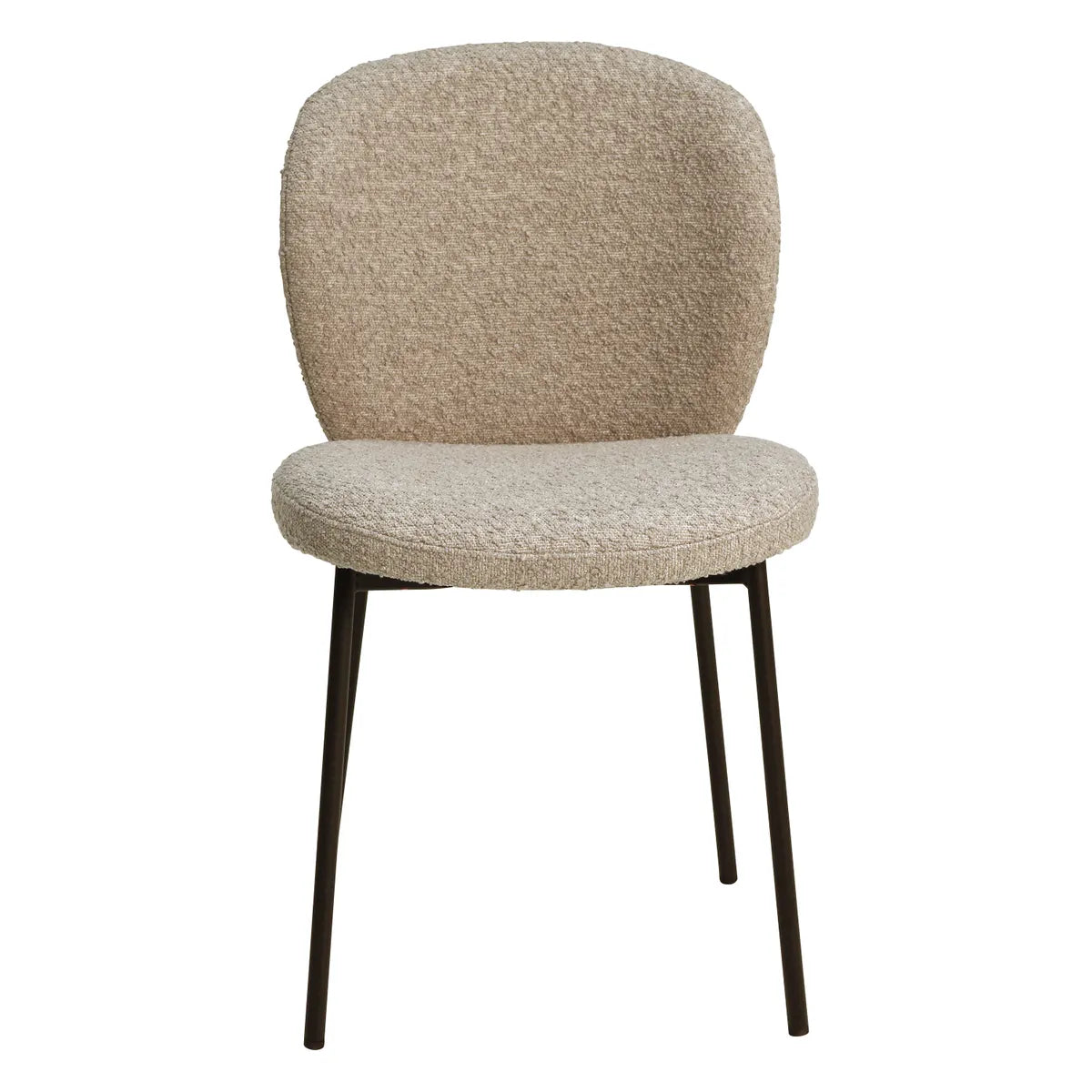 MARA dining chair with bouclé fabric and black metal legs