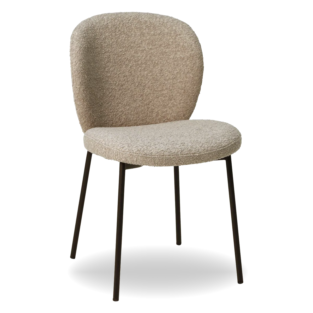 MARA dining chair with bouclé fabric and black metal legs
