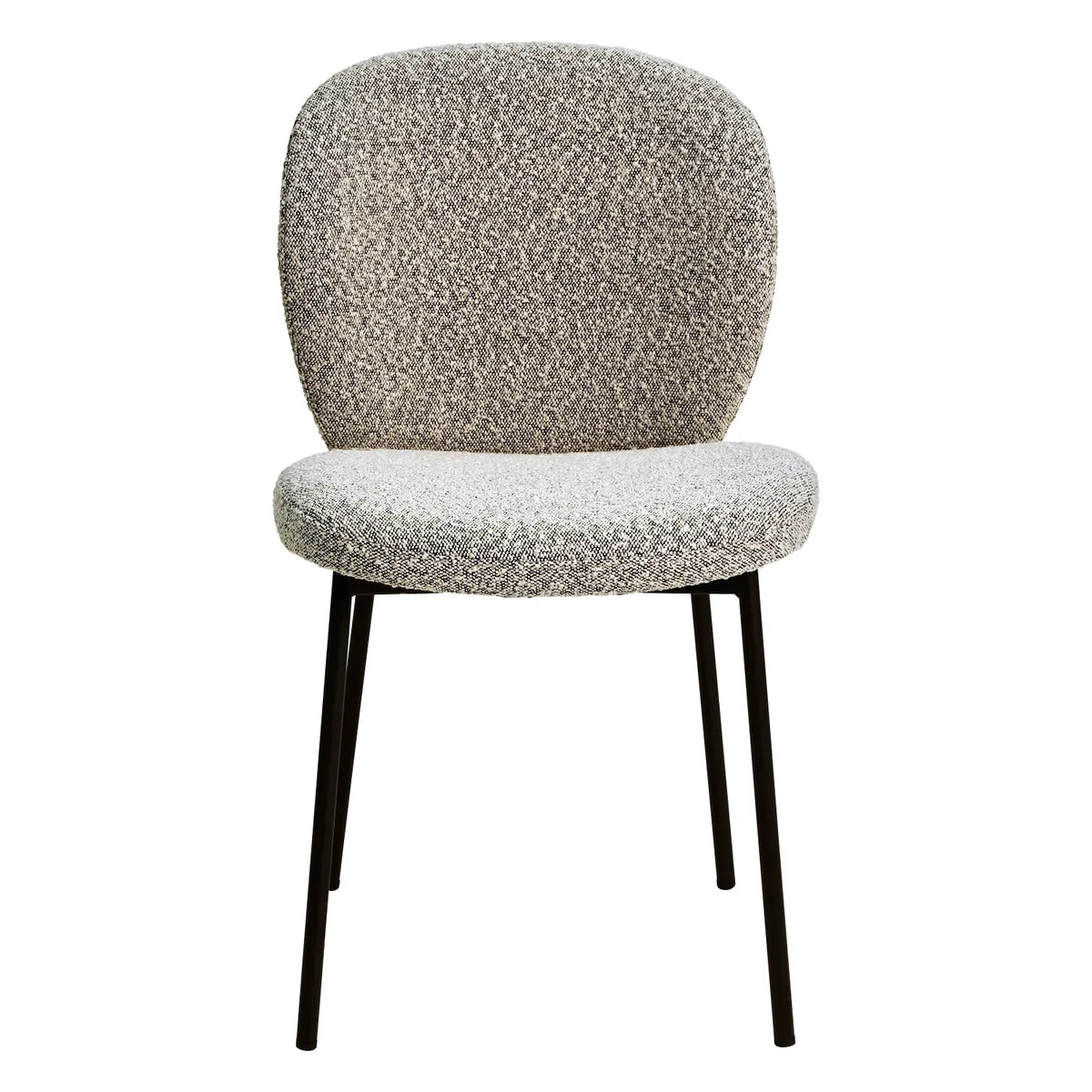 MARA dining chair with bouclé fabric and black metal legs