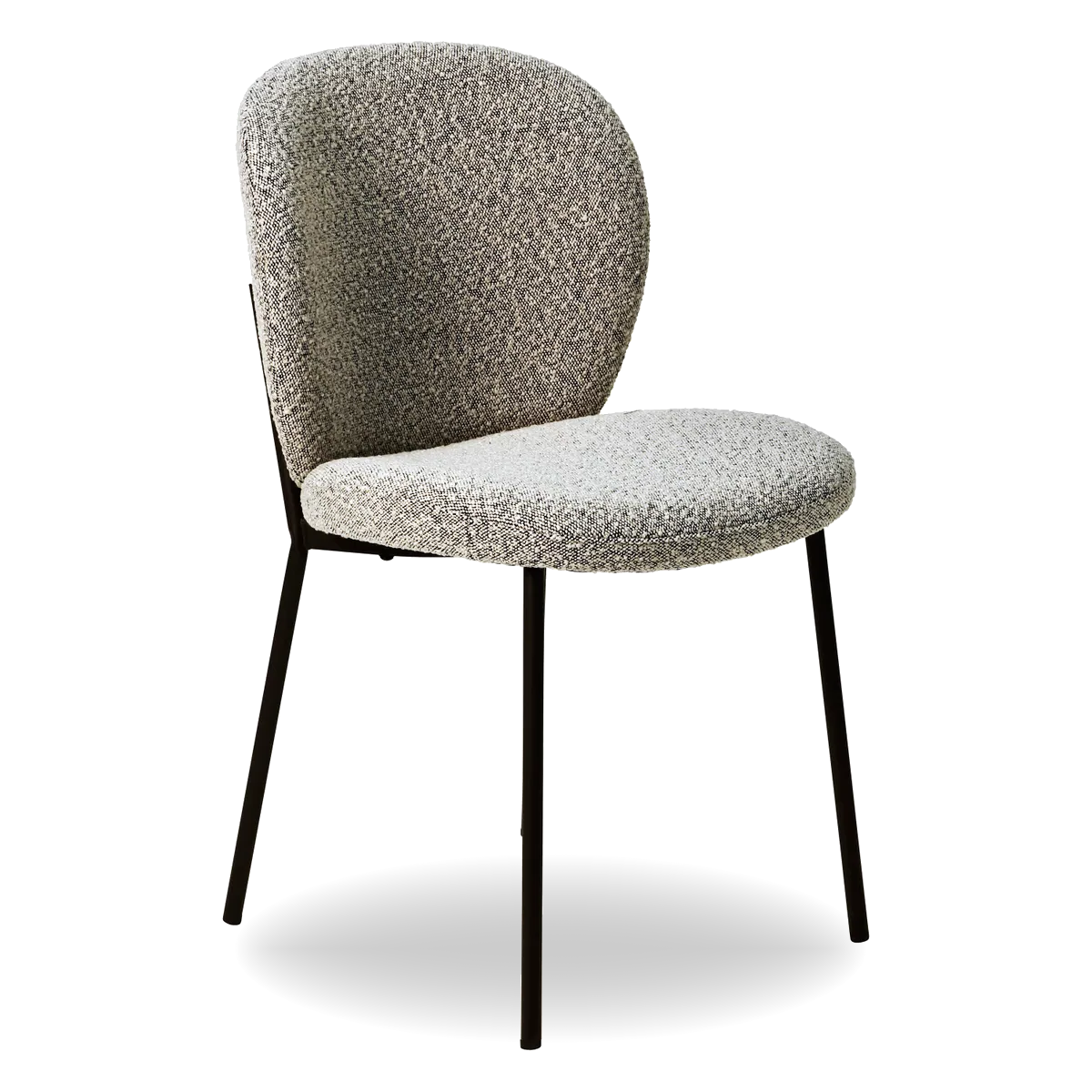 MARA dining chair with bouclé fabric and black metal legs