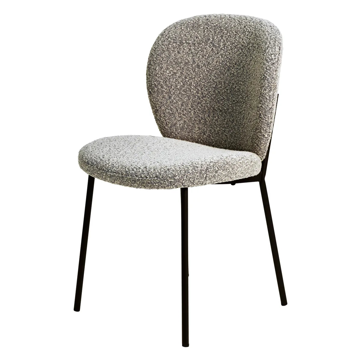MARA dining chair with bouclé fabric and black metal legs