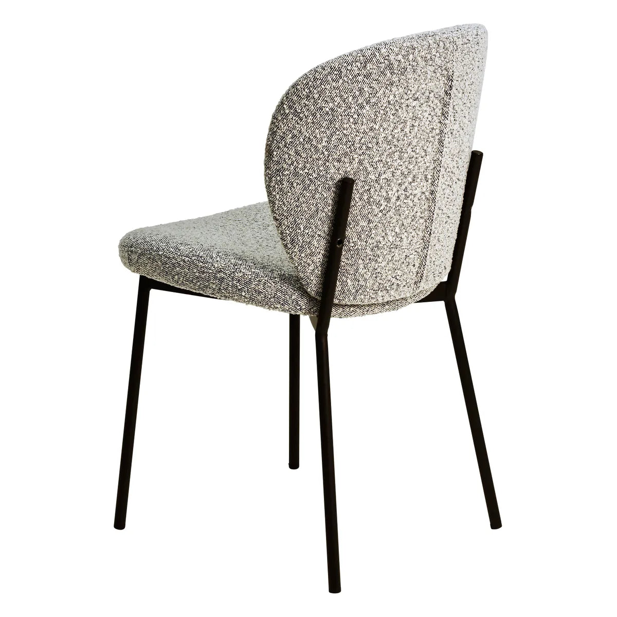 MARA dining chair with bouclé fabric and black metal legs