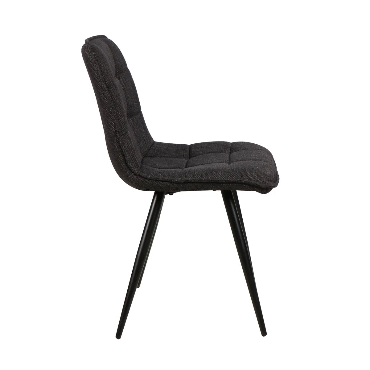 POND dining chair with stitched fabric seat and black metal legs