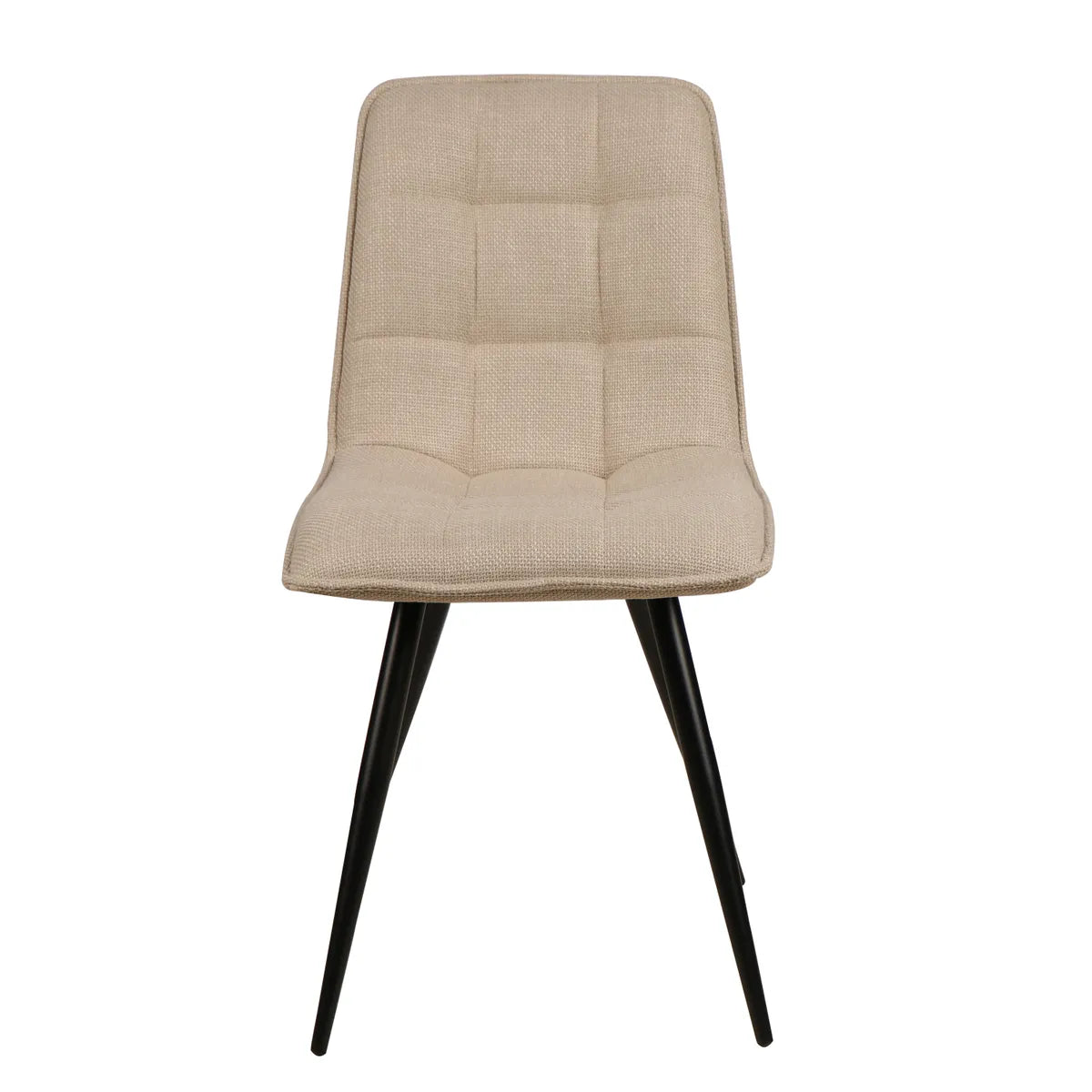 POND dining chair with stitched fabric seat and black metal legs