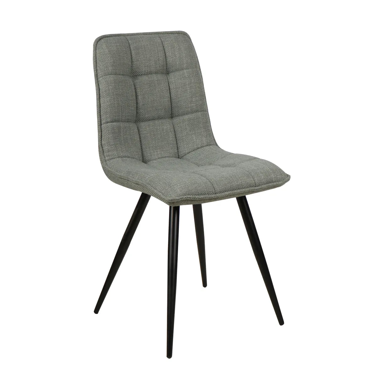 POND dining chair with stitched fabric seat and black metal legs