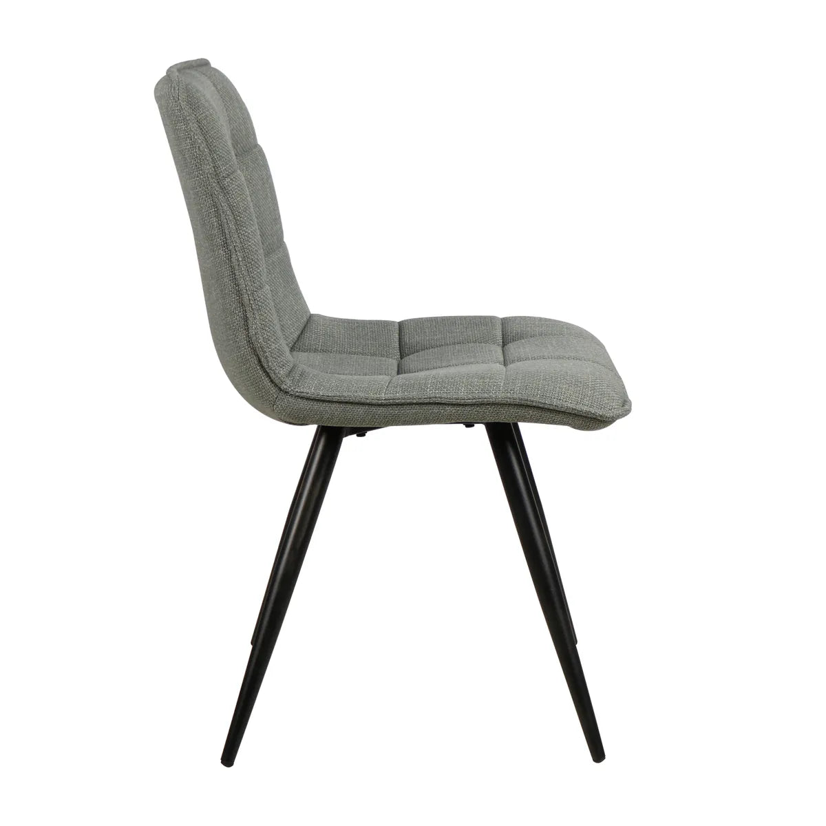 POND dining chair with stitched fabric seat and black metal legs