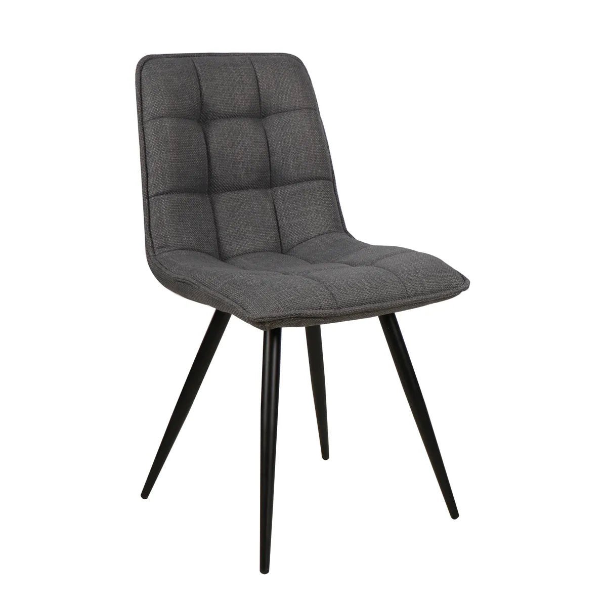 POND dining chair with stitched fabric seat and black metal legs