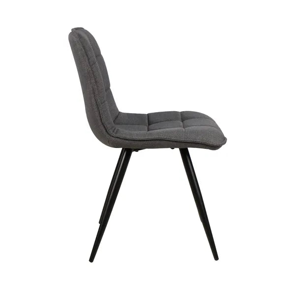 POND dining chair with stitched fabric seat and black metal legs