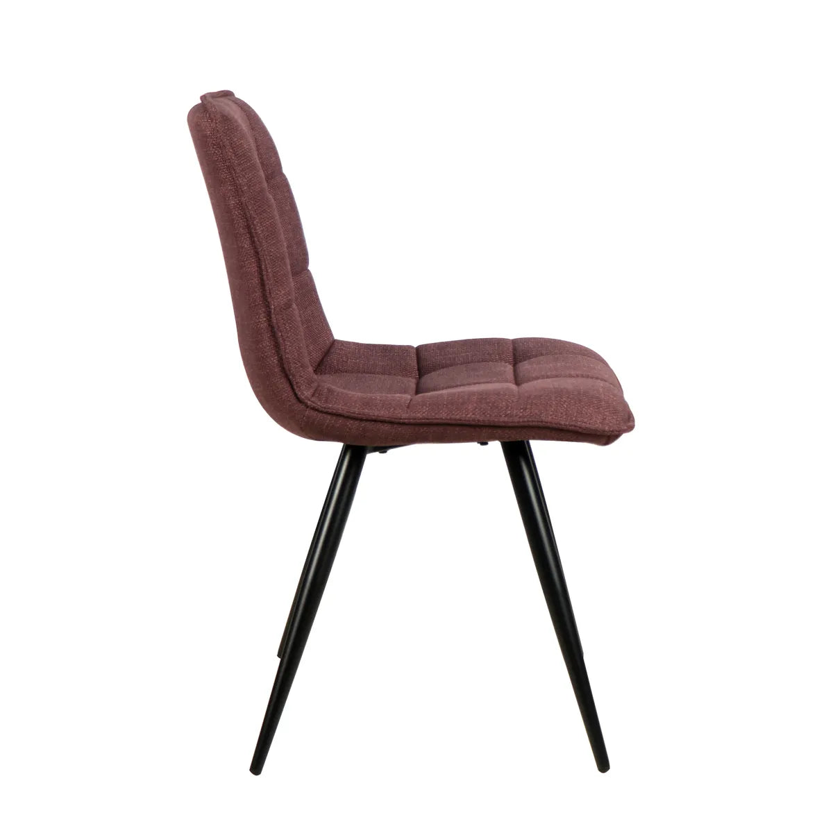 POND dining chair with stitched fabric seat and black metal legs