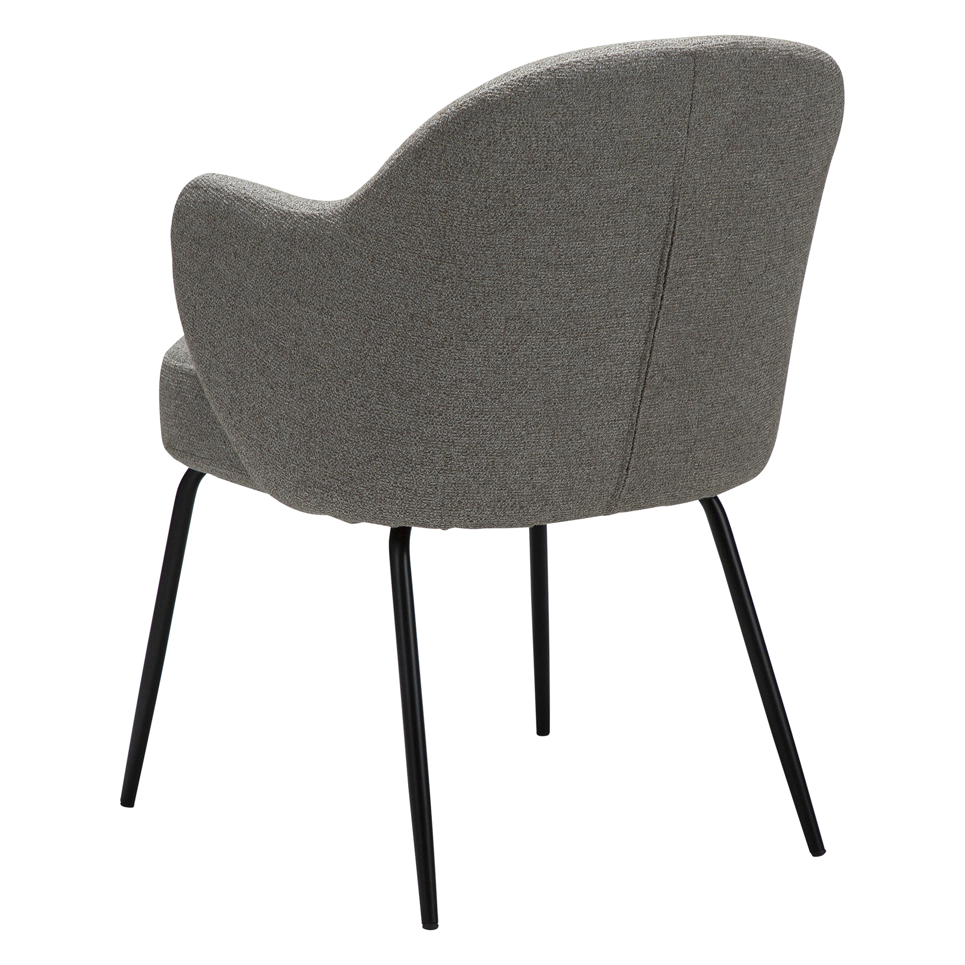 ARI dining chair in Pebble Earth boucle with curved arms and black metal legs by AK Interior Living