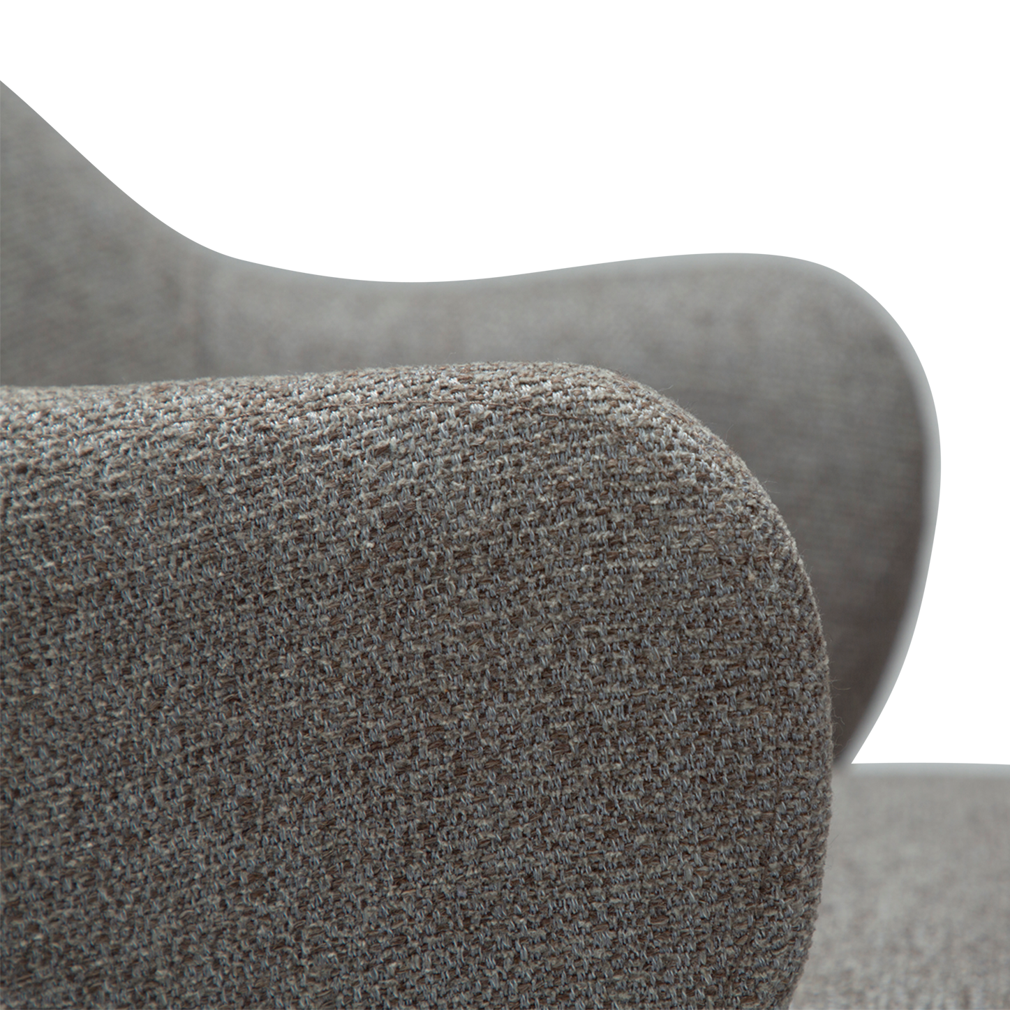 ARI dining chair in Pebble Earth boucle with curved arms and black metal legs by AK Interior Living