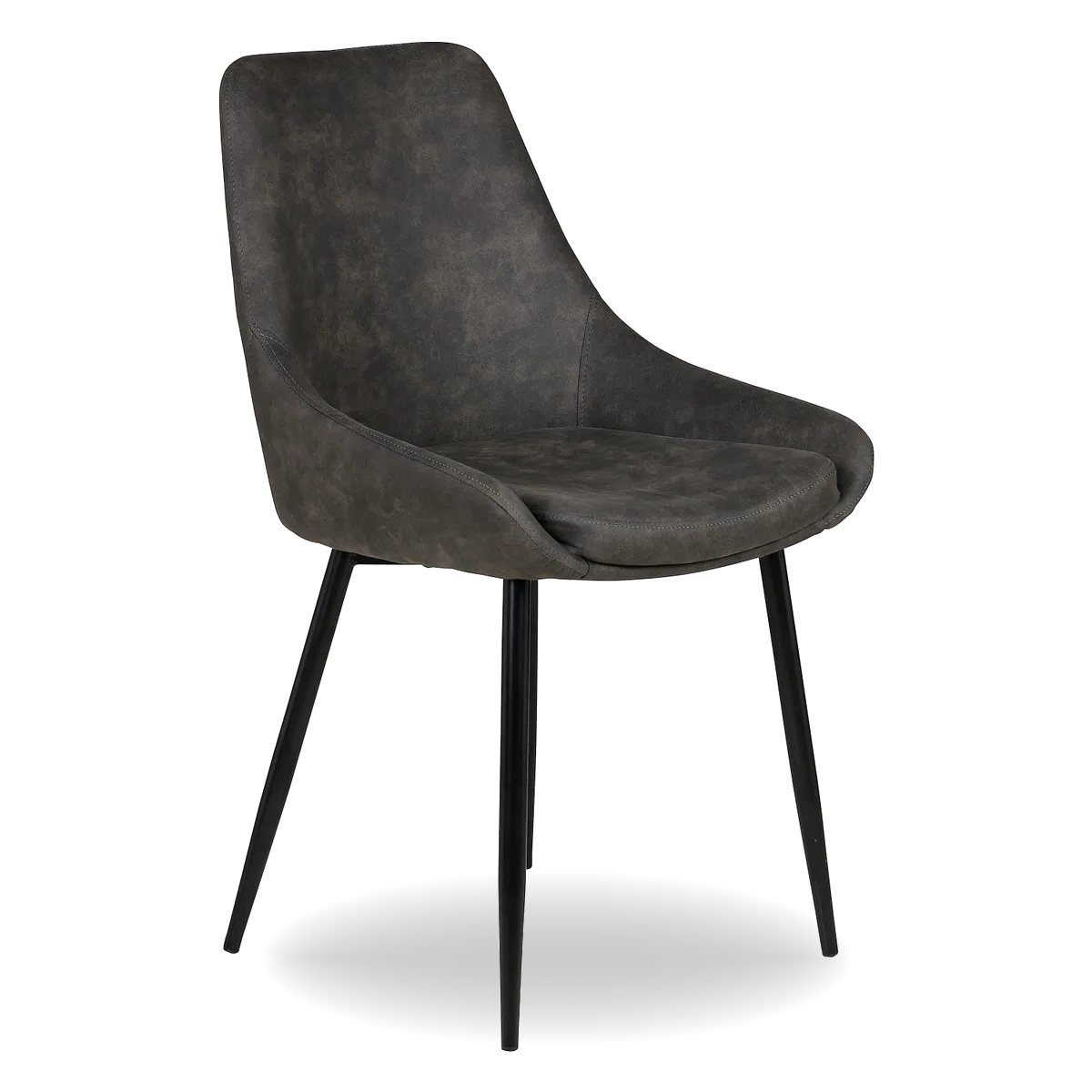 NESS suede-effect dining chair with curved back and black metal legs