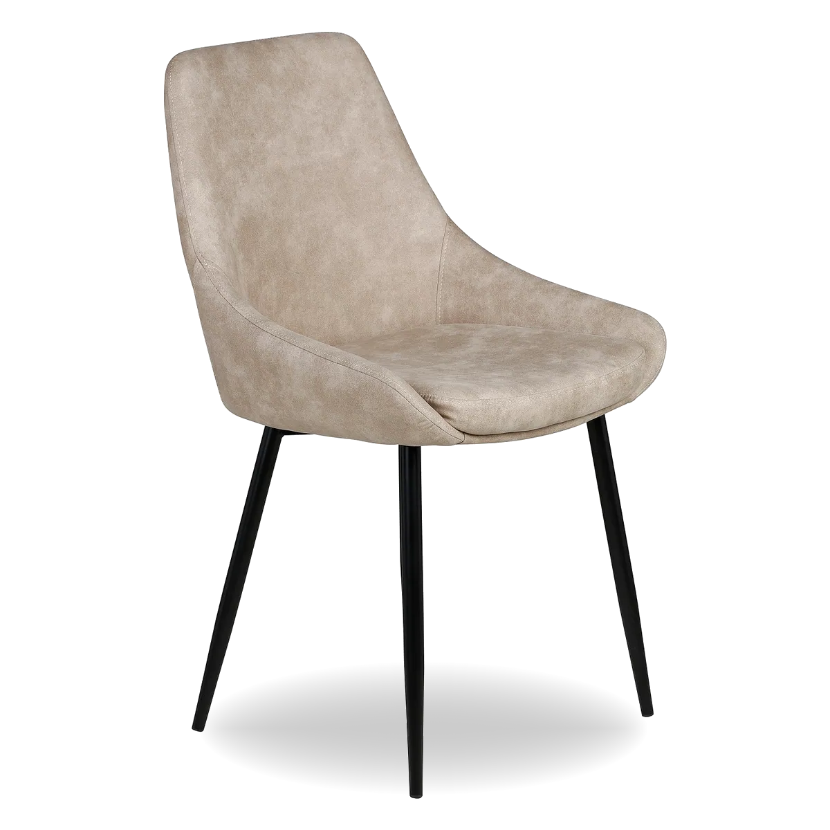 NESS suede-effect dining chair with curved back and black metal legs