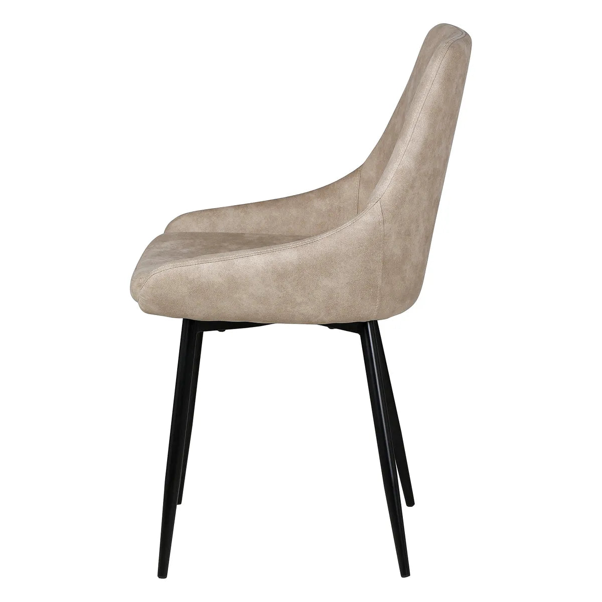 NESS suede-effect dining chair with curved back and black metal legs
