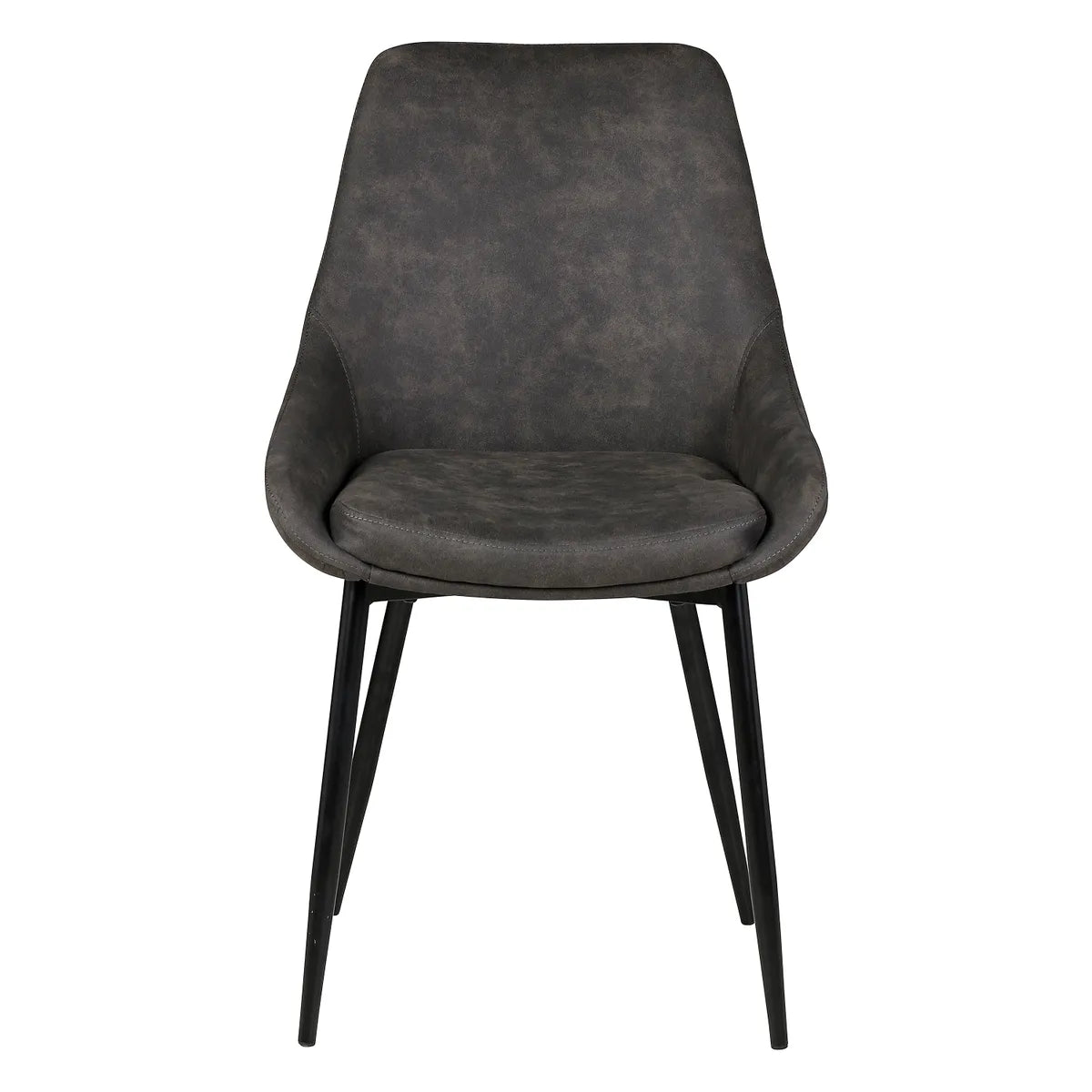 NESS suede-effect dining chair with curved back and black metal legs