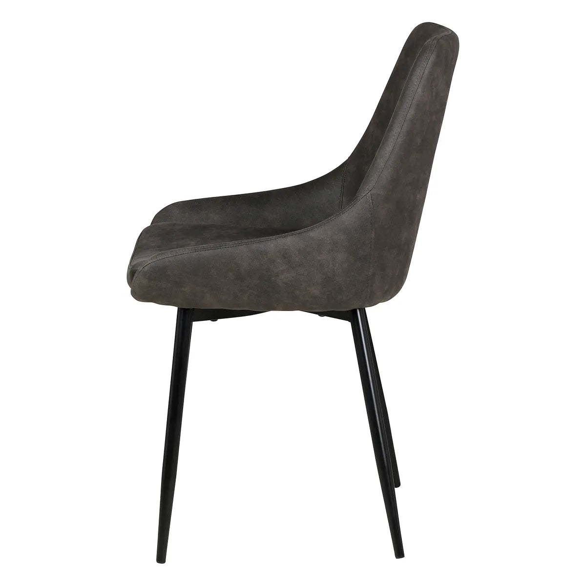 NESS suede-effect dining chair with curved back and black metal legs