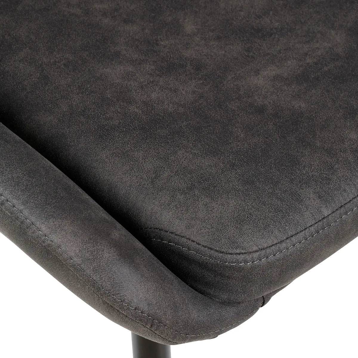 NESS suede-effect dining chair with curved back and black metal legs