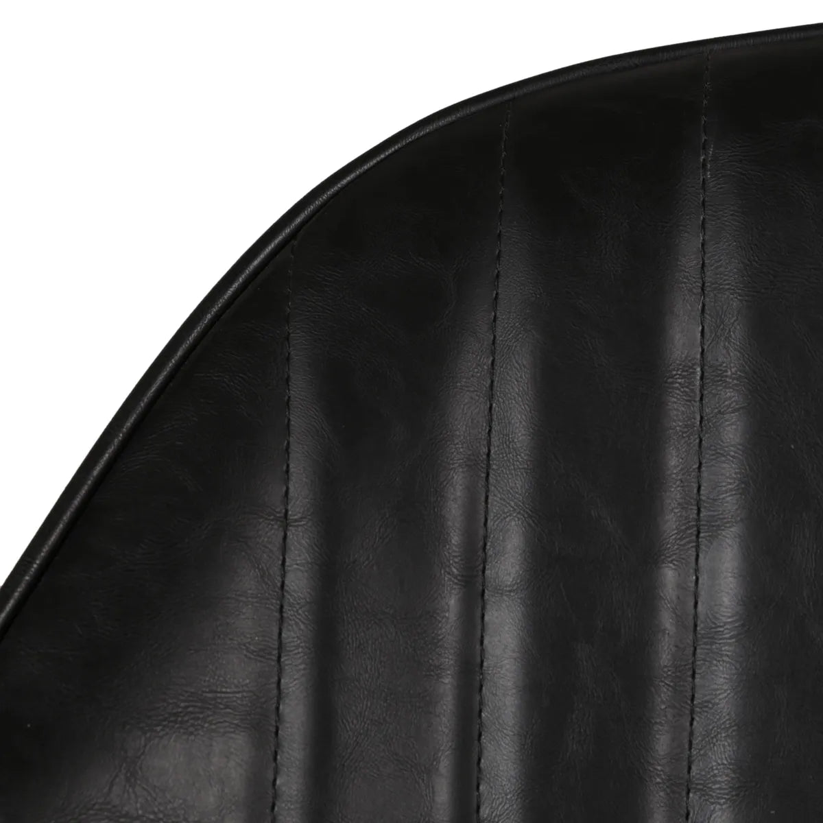 Front view of ALICE PU dining chair with black metal legs and stitched backrest