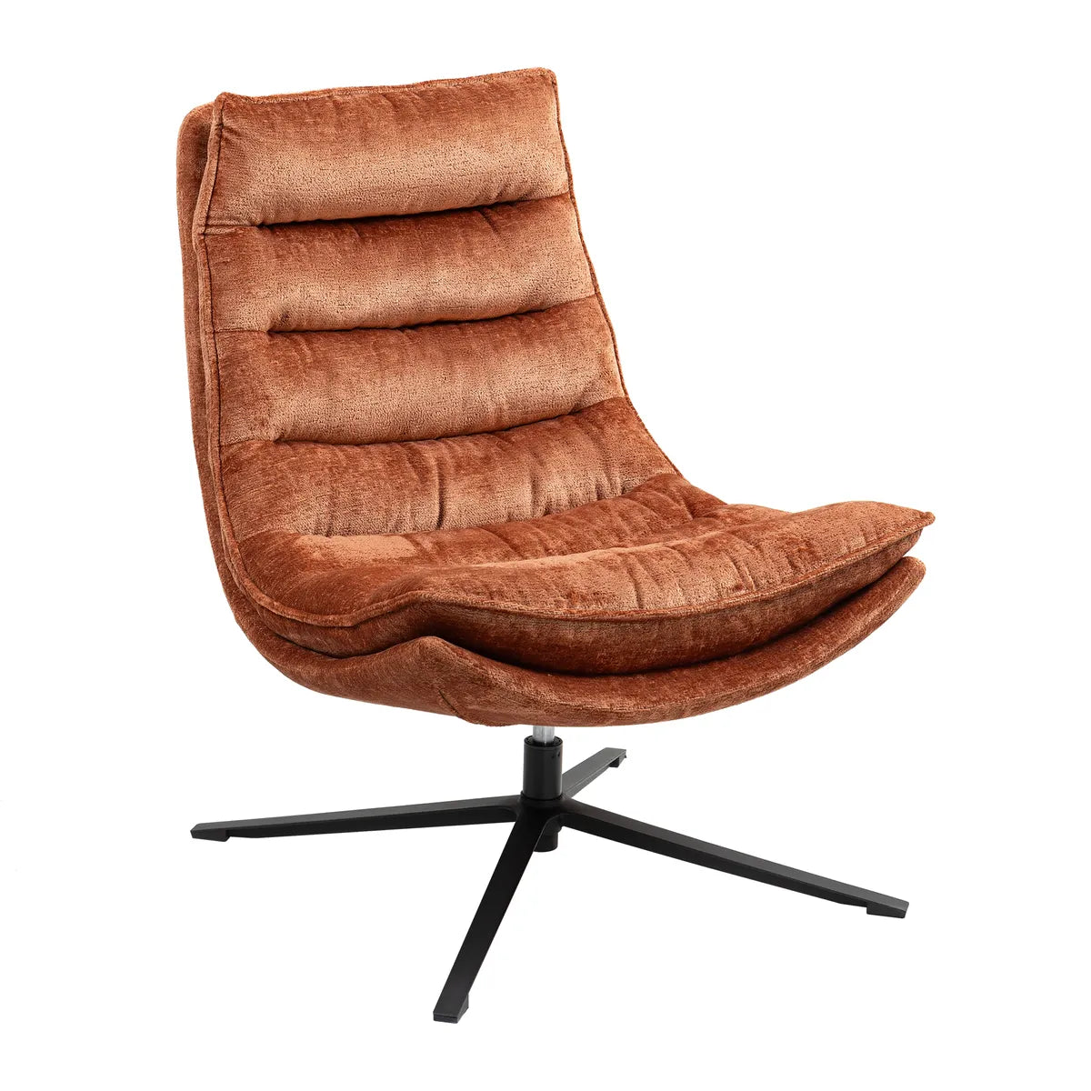 Jack swivel lounge chair with sculpted seat and black metal base from AK Interior Living.