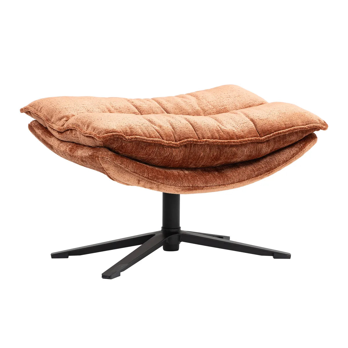 Jack swivel footstool with cushioned seat and black metal base from AK Interior Living.