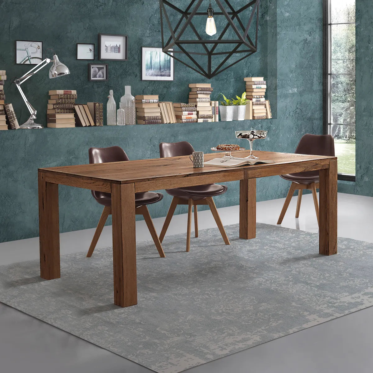 Alejandro 150 cm Natural Oak Dining Table with Extension Leaf fully extended