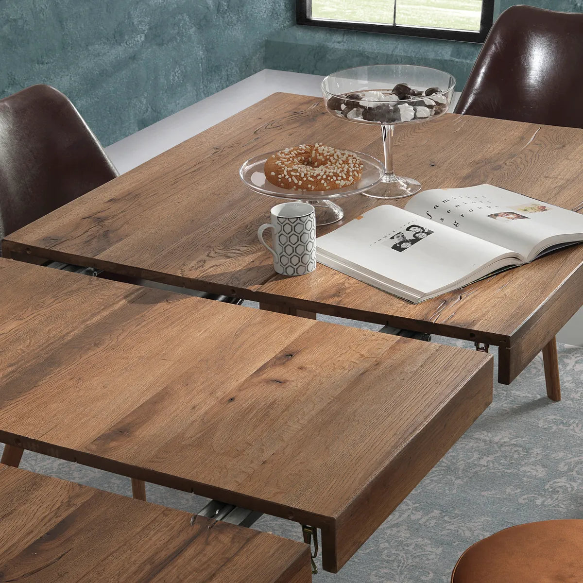 Alejandro 150 cm Natural Oak Dining Table with Extension Leaf fully extended
