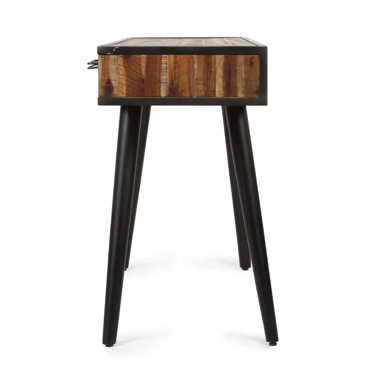 Inés 1-drawer console table with wood top and black metal legs – AK Interior Living