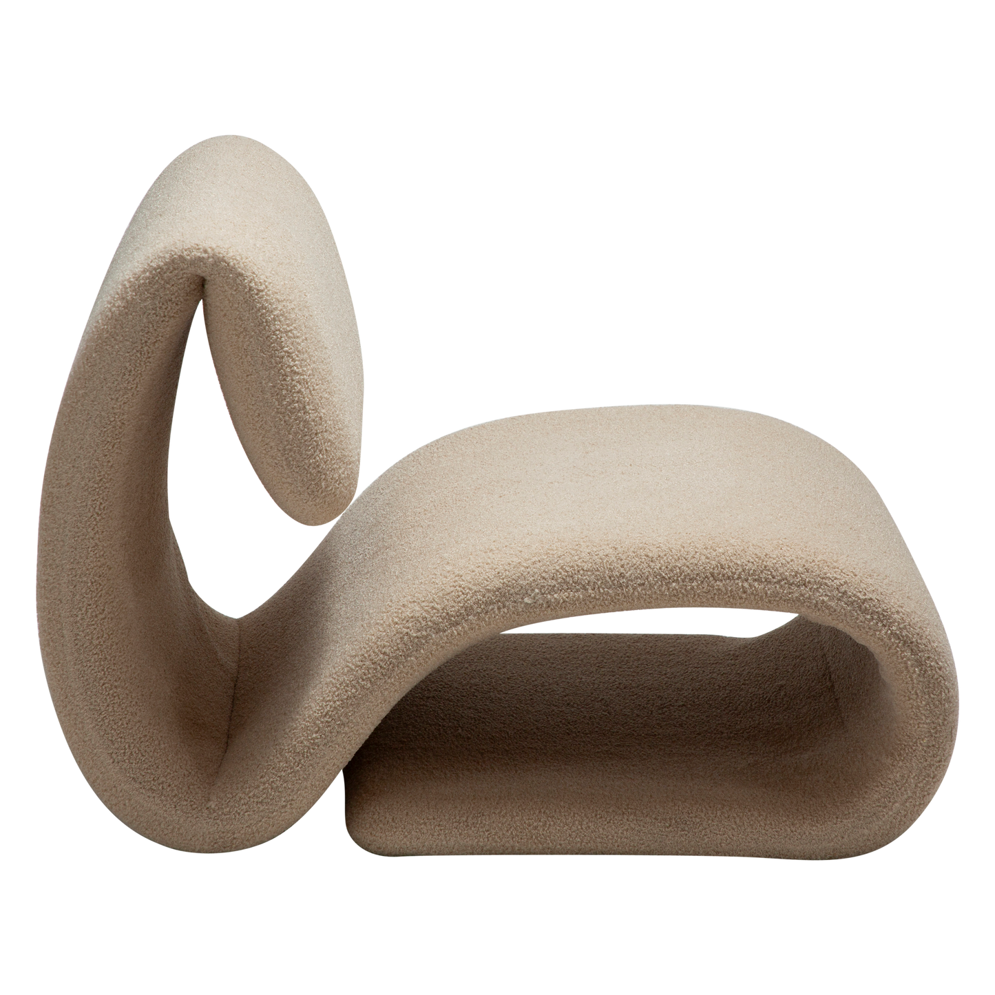 GLIMMER sculptural lounge chair with shimmering fabric and curved design from AK Interior Living