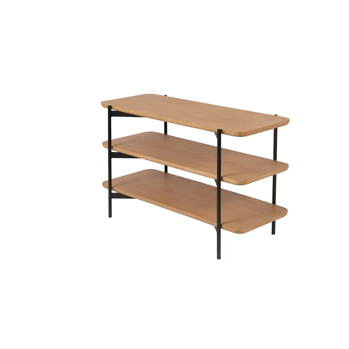 Carla 90cm triple-level wooden side table with black frame – AK Interior Living