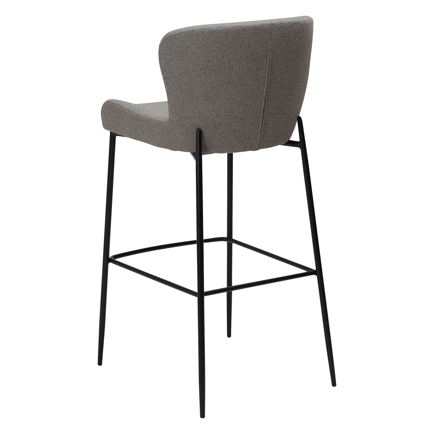 MARI bar stool with upholstered seat and black metal legs from AK Interior Living