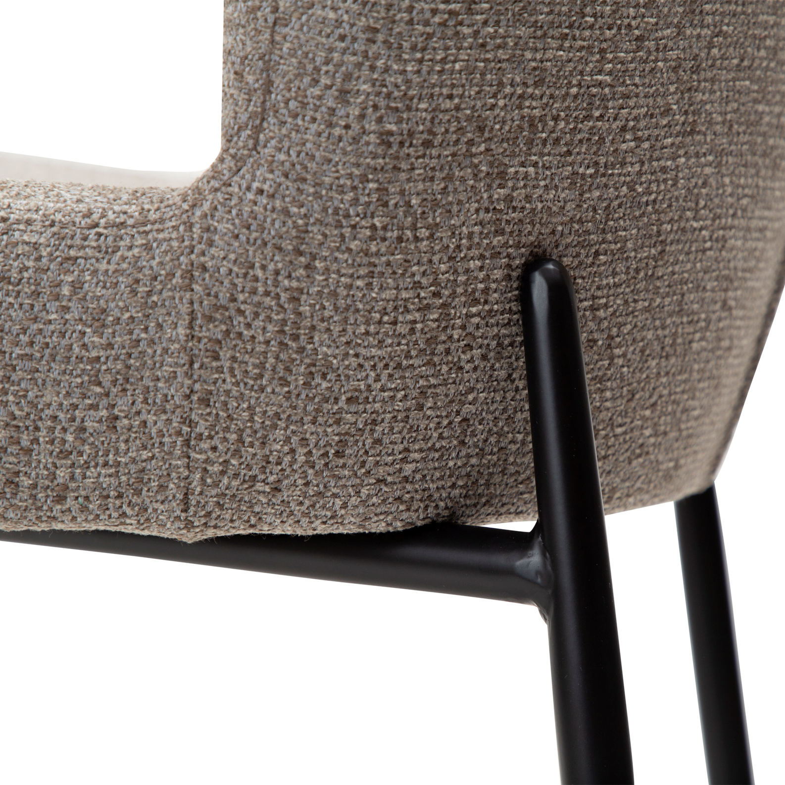 MARI bar stool with upholstered seat and black metal legs from AK Interior Living