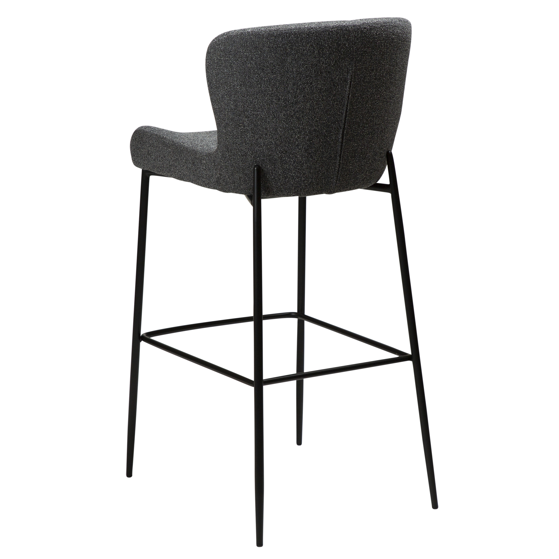 MARI bar stool with upholstered seat and black metal legs from AK Interior Living