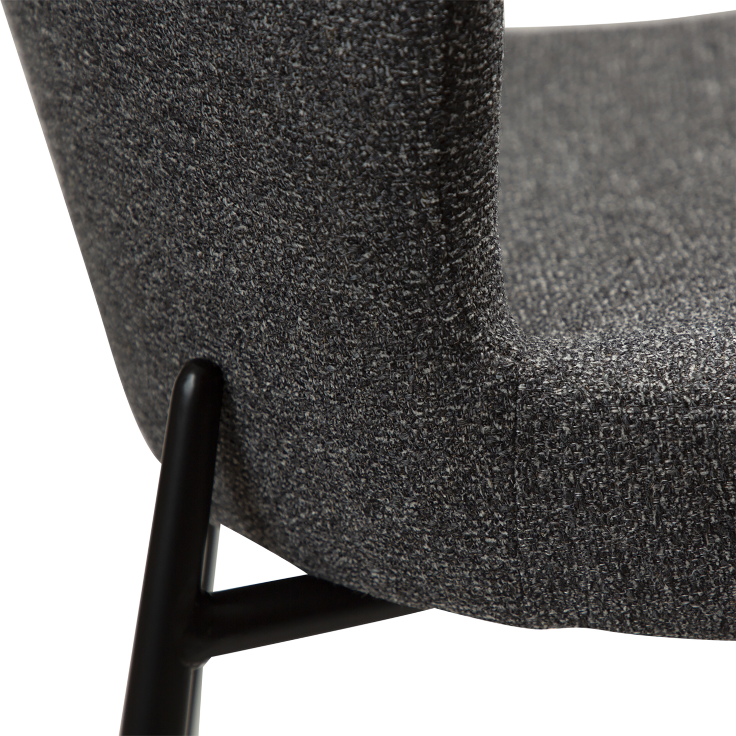 MARI bar stool with upholstered seat and black metal legs from AK Interior Living