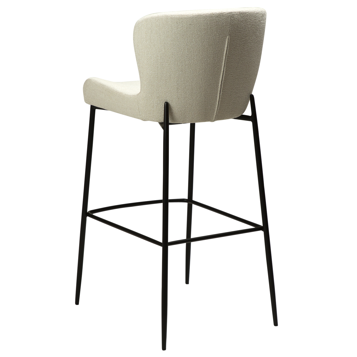 MARI bar stool with upholstered seat and black metal legs from AK Interior Living