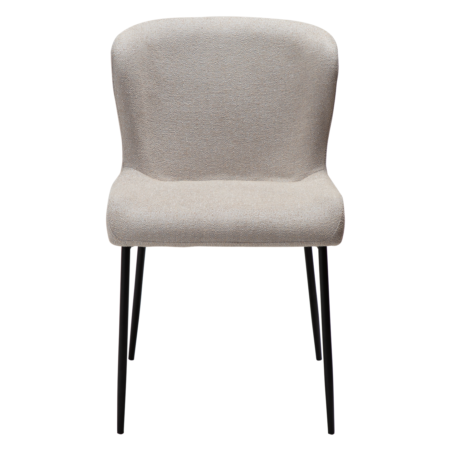 DINA dining chair in cashmere boucle with sculpted backrest and black legs by AK Interior Living