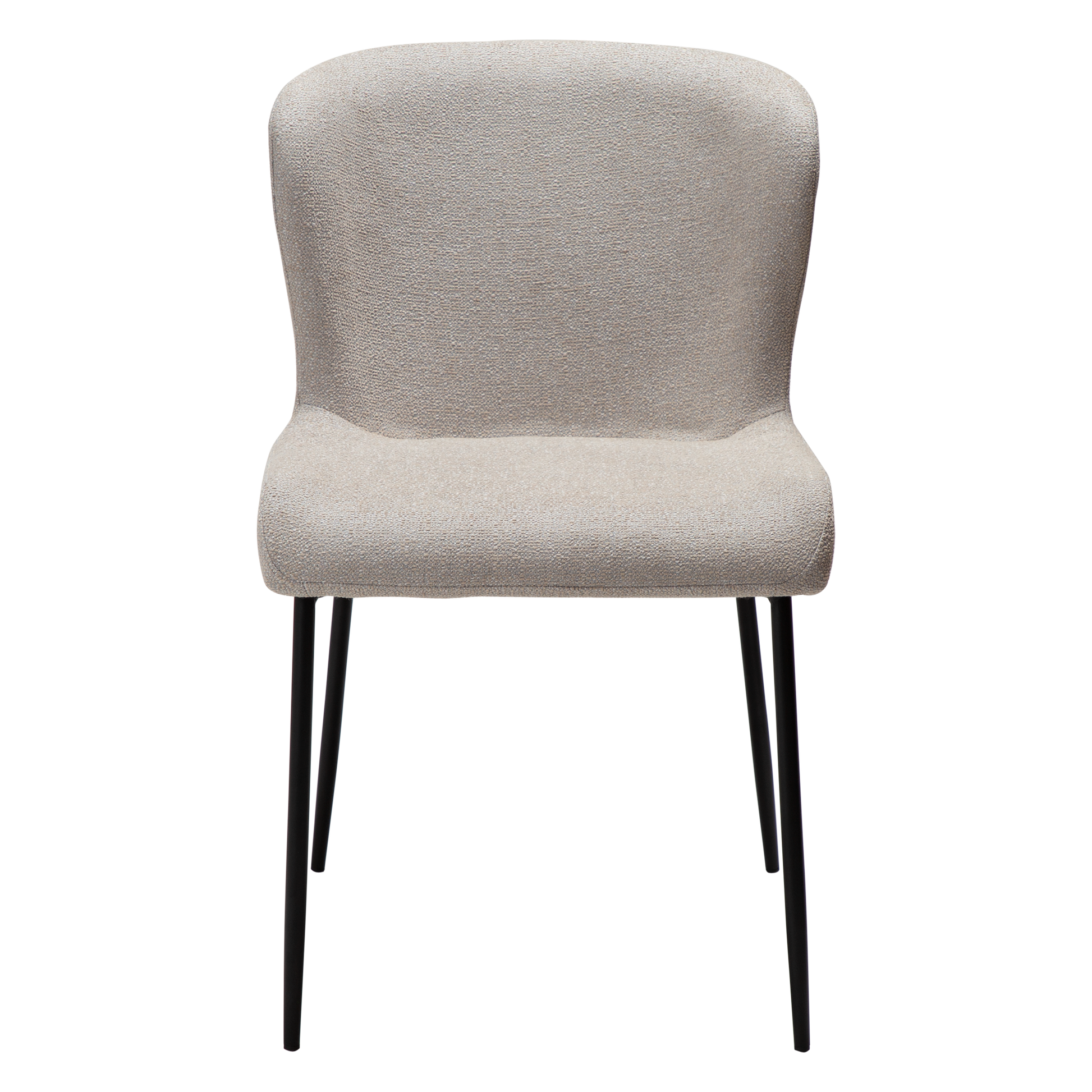 DINA dining chair in cashmere boucle with sculpted backrest and black legs by AK Interior Living