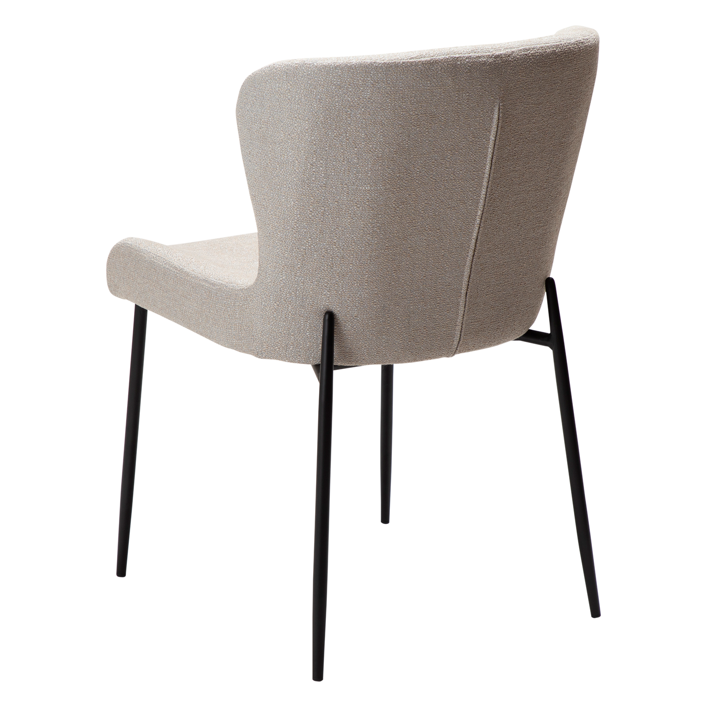 DINA dining chair in cashmere boucle with sculpted backrest and black legs by AK Interior Living